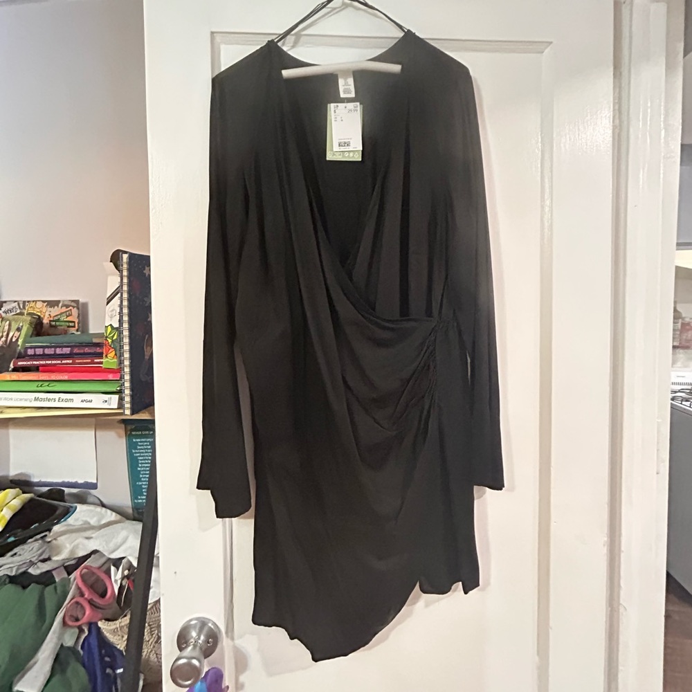 H&M black wrap dress